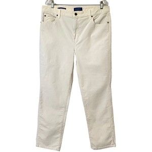 Talbots Corduroy Pants Womens 14P Petite Cream High Rise Straight Leg READ